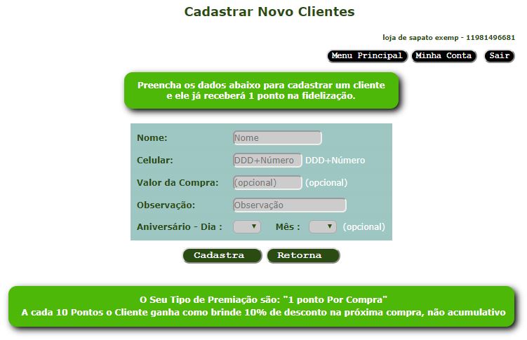 Cadastrar um novo cliente