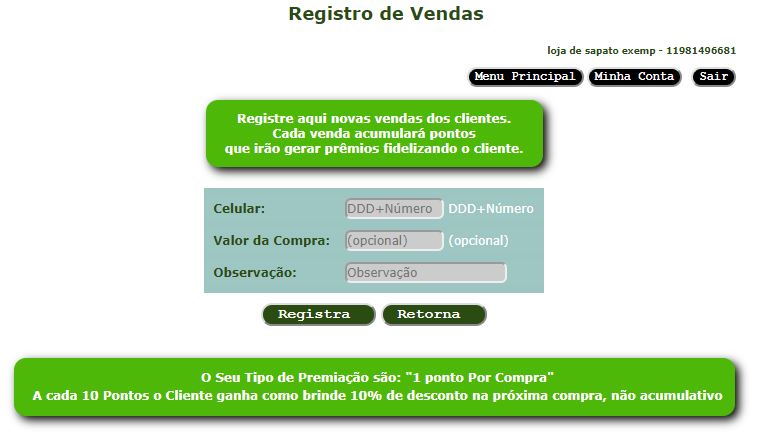 Registrar uma nova venda para um cliente